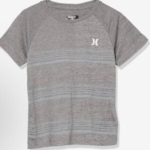 Hurley Boys M Striped UPF Shirt (Youth) Gray T-Shirt Striped White Logo Like New